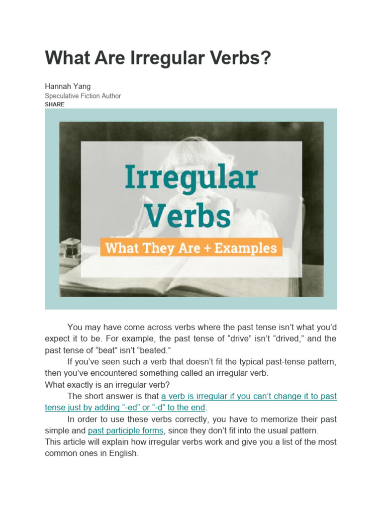 What Are Irregular Verbs | PDF | Grammatical Tense | Verb