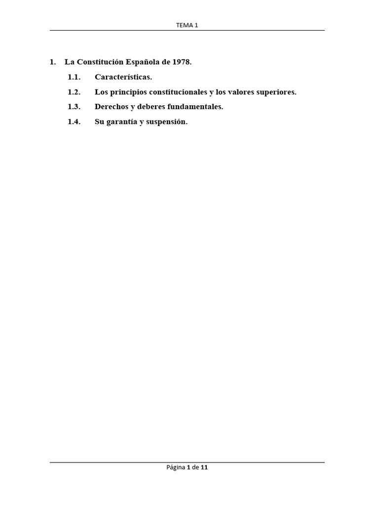 Esquema Tema 1 | PDF | Constitución | Democracia