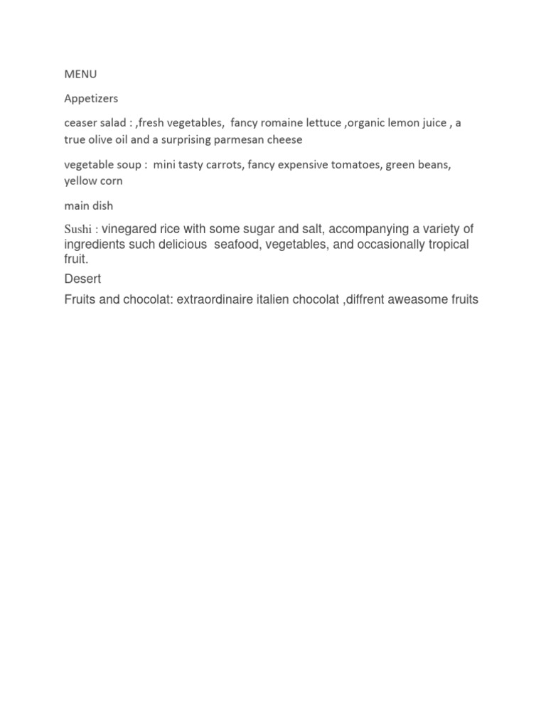 Menu | PDF
