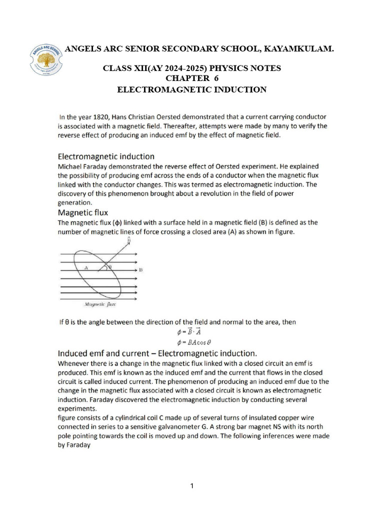 Chapter 6 Electromagnetic Induction Pdf