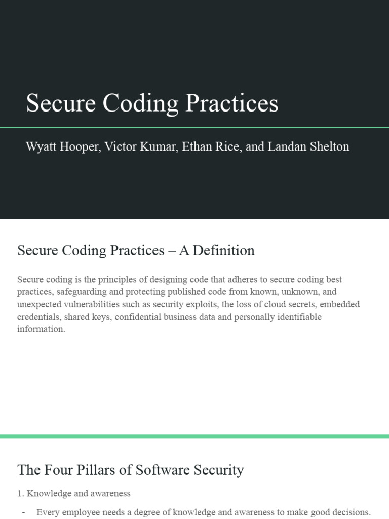 Secure Coding Presentation | PDF | Security | Computer Security