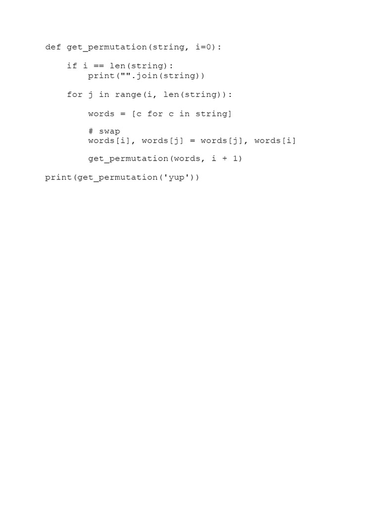 Python String Permutation Code | PDF | Language Arts & Discipline ...