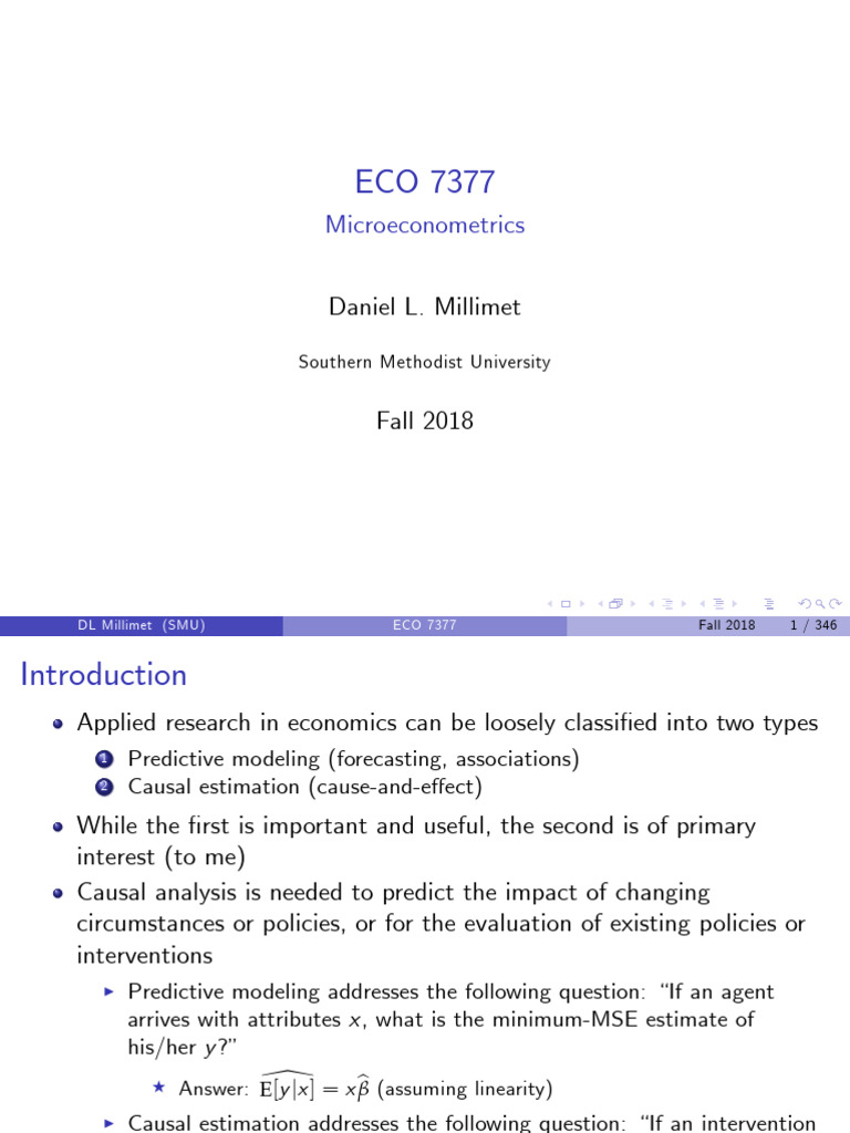 Microeconometrics Slides | PDF | Bootstrapping (Statistics ...