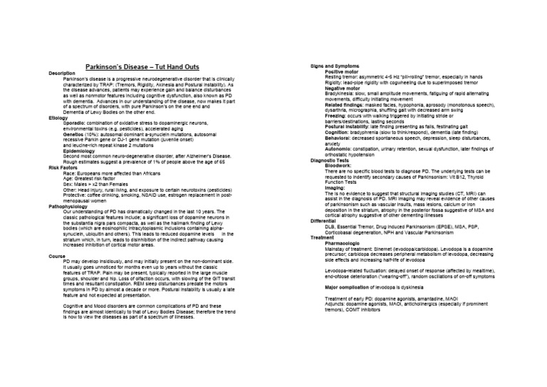 Parkinsons Handouts | Download Free PDF | Parkinson's Disease ...