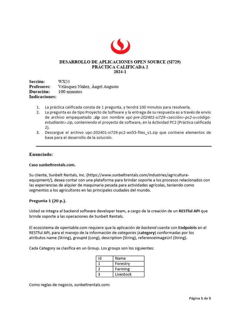 API RESTful para Sunbelt Rentals | PDF | Java (lenguaje de programación ...
