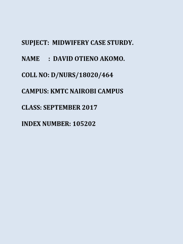 Midwifery Case Study PDF Childbirth Pregnancy
