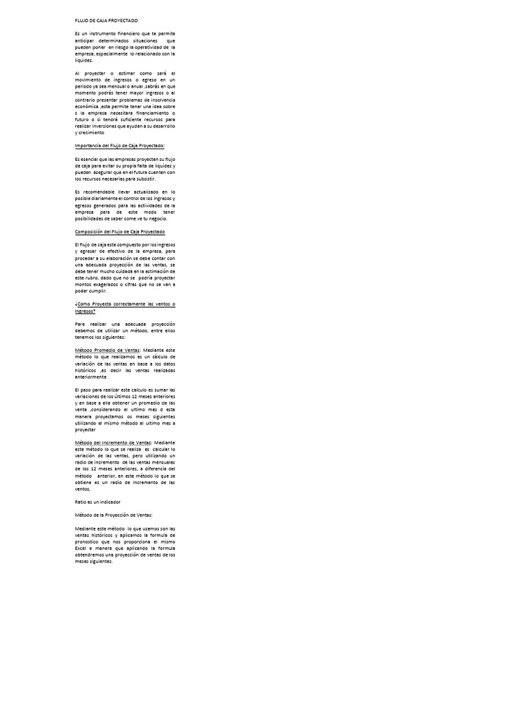 Flujo de Caja Proyectado | PDF | Flujo de efectivo | Business