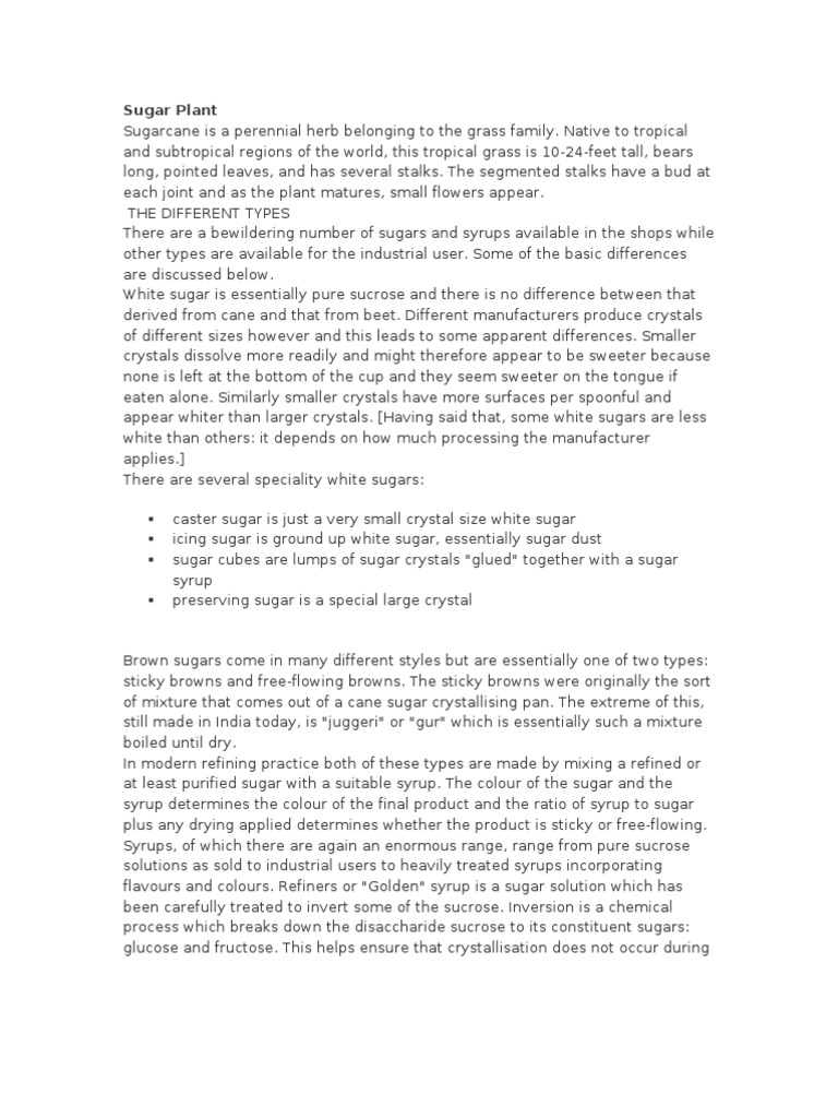 Sugar Plant PDF Sucrose Brown Sugar
