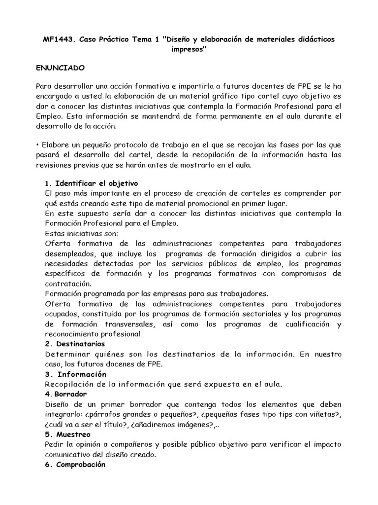 MF1443. Caso Práctico Tema 1 | PDF | Póster | Diseño