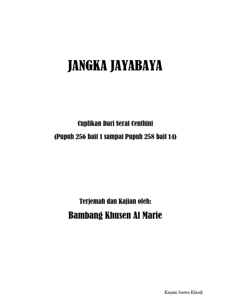 Jangka Jayabaya dalam Serat Centhini | PDF