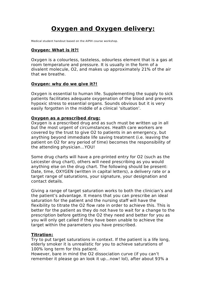 Oxygen and Oxygen Delivery | PDF | Breathing | Oxygen