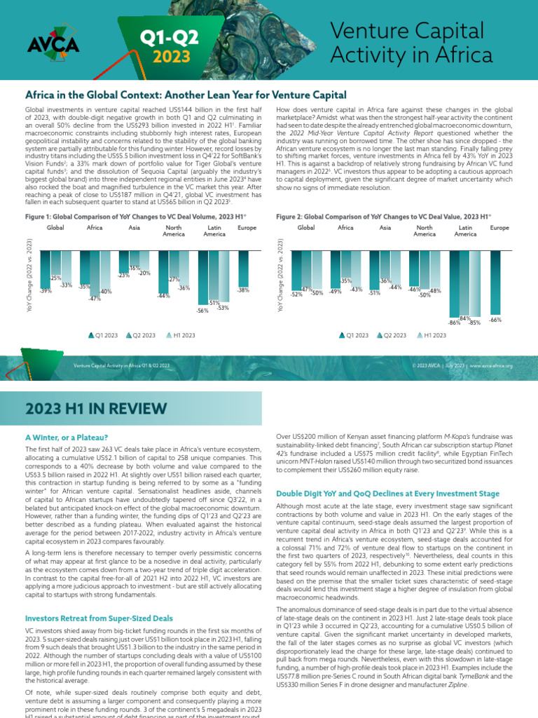 Africa's VC Landscape: 2023 Q1-Q2 Review | PDF | Venture Capital ...