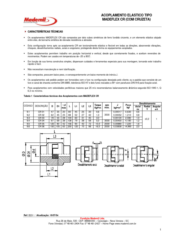 Catálogo de Acoplamentos MADEFLEX CR | PDF | Motores | Engenharia Mecânica