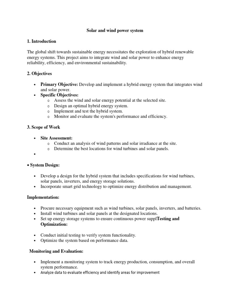 Hybrid Solar and Wind Power System | PDF | Technology & Engineering