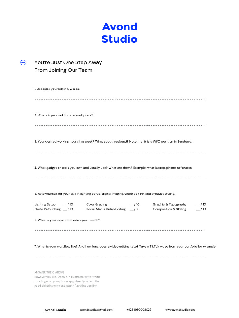 Vacancy Questionnaires Photo&Video Team Editor PDF