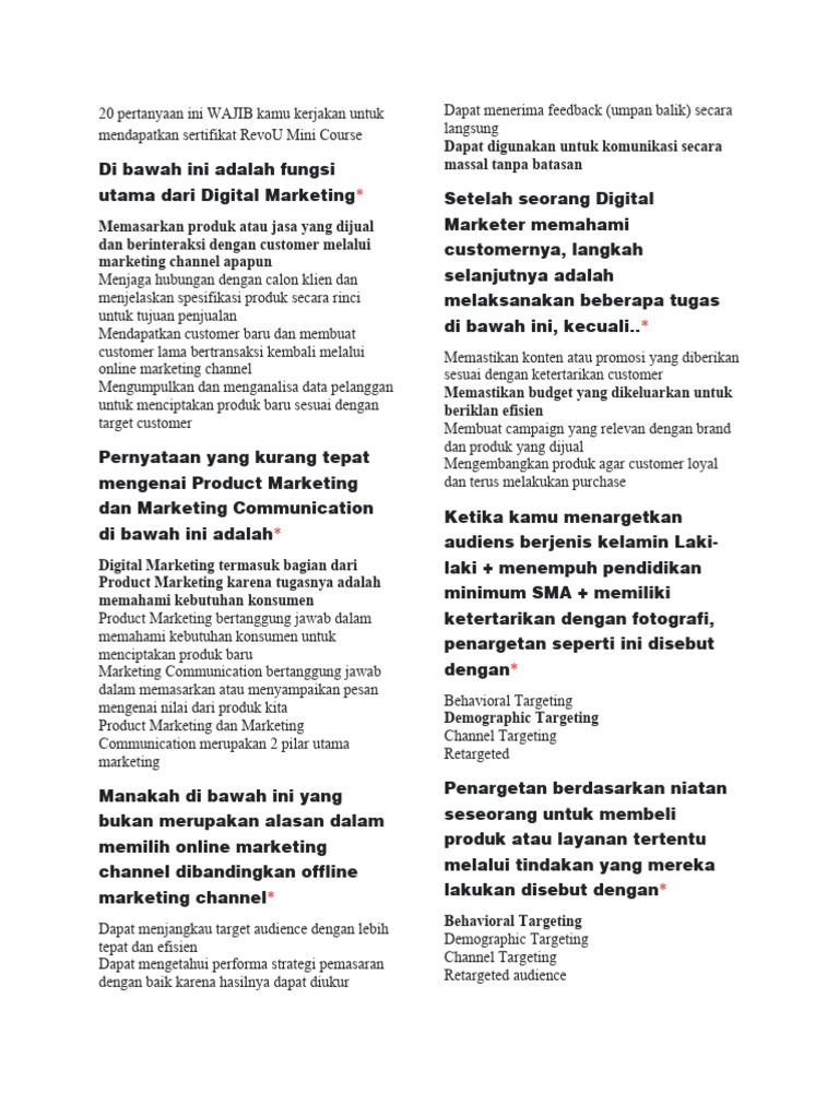 Sertifikat RevoU Mini Course Digital Marketing | PDF | Karier ...
