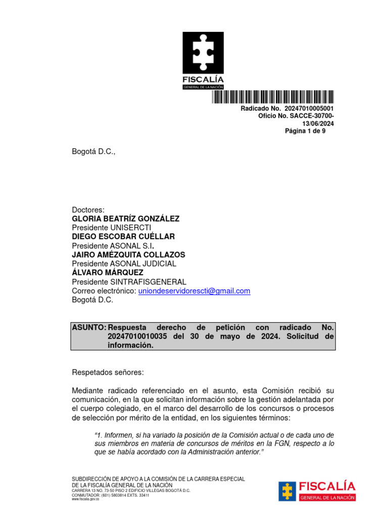 Acuerdo No. 001 de 2025: Concurso FGN 2024 | PDF | Gobierno