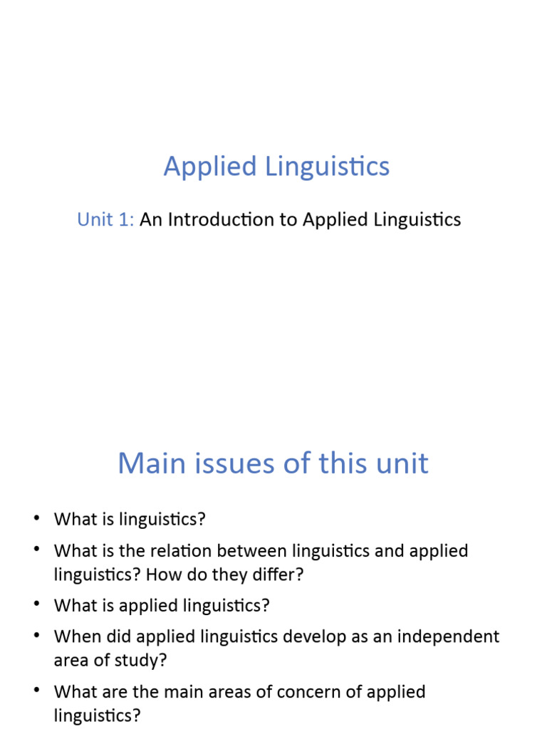 Introduction To Applied Linguistics Week 2 | PDF | Linguistics | Semantics