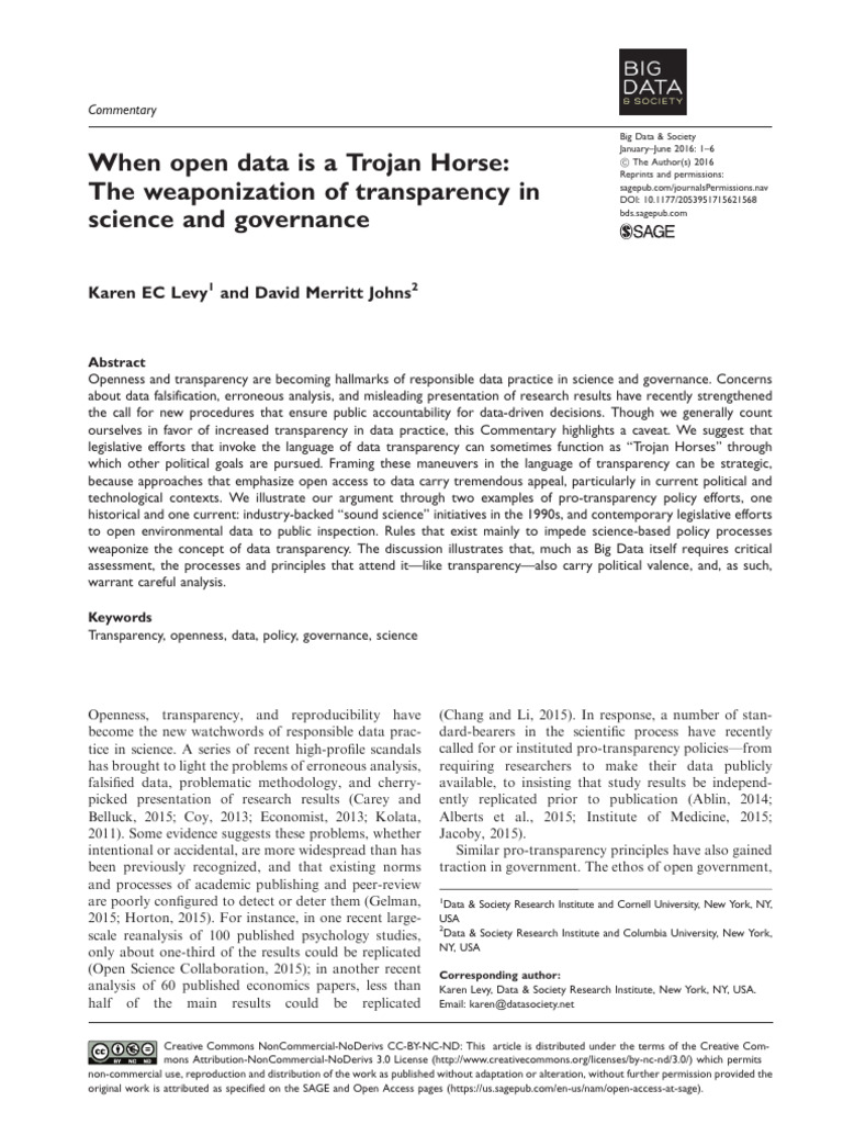 Weaponizing Transparency in Science | PDF | Governance | Science