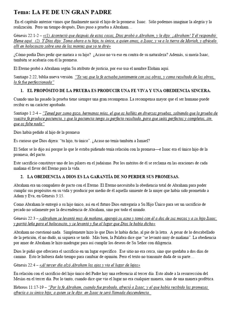 La Fe y Obediencia de Abraham en Moriah | PDF | Abrahán | Dios