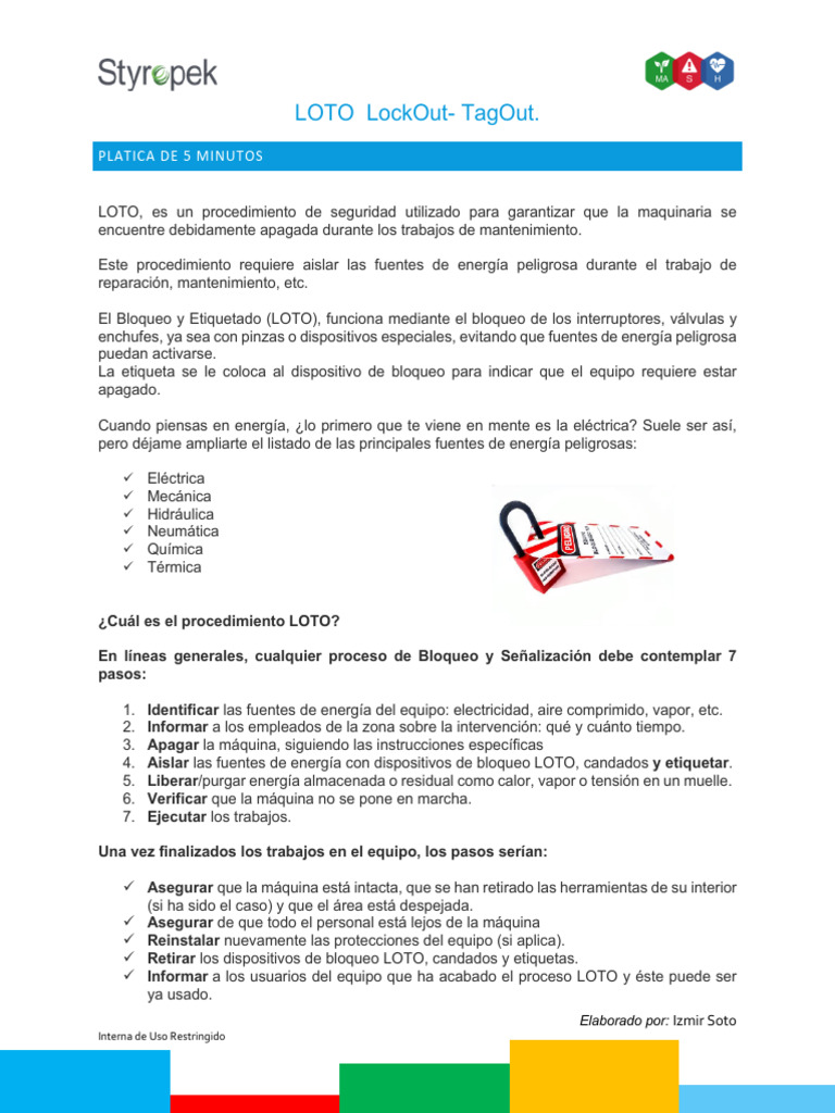05 Oct LOTO LockOut TagOut | PDF