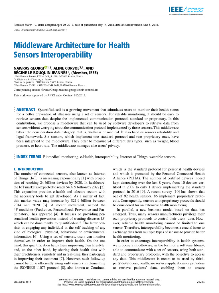 Middleware Architecture For Health Sensors Interoperability | PDF ...