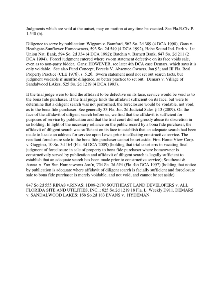 Judgments Which Are Void at The Outset | PDF | Foreclosure | Affidavit
