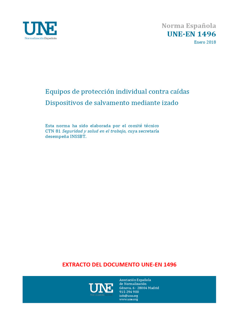 Norma UNE-EN 1496: Dispositivos de Izado | PDF