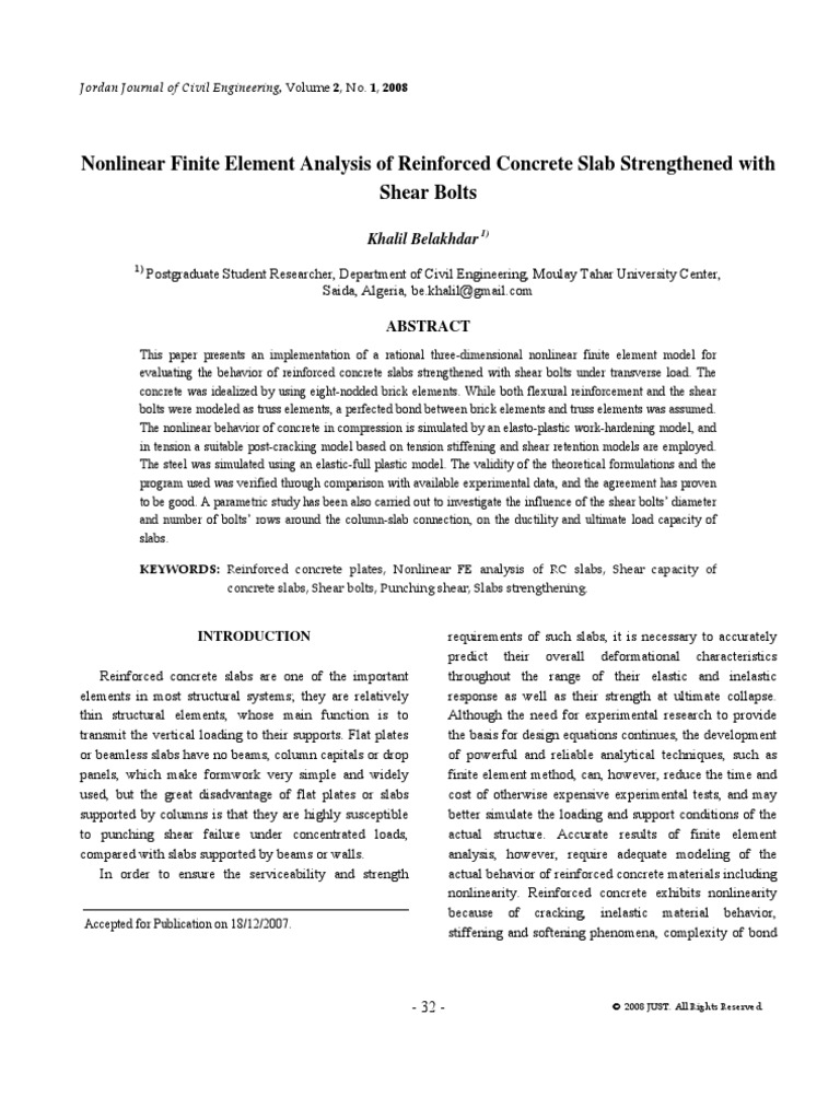 Nonlinear Finite Element Analysis of Reinforced Concrete Slab ...