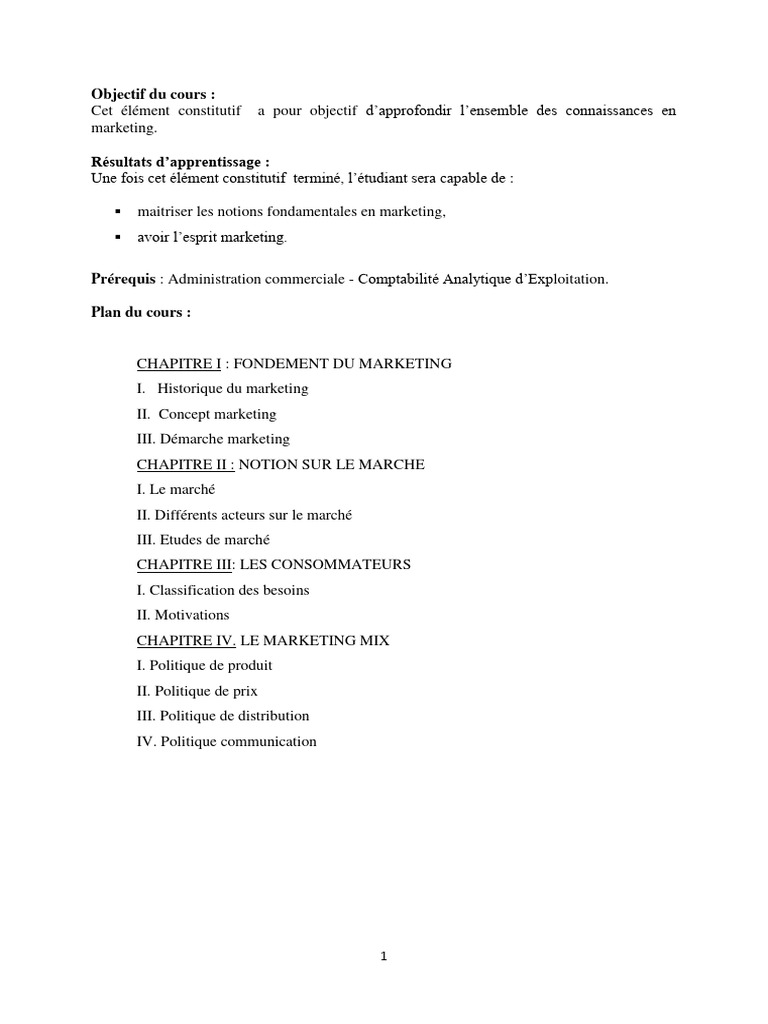 Besoins en Marketing et Consommation | PDF | Commercialisation ...