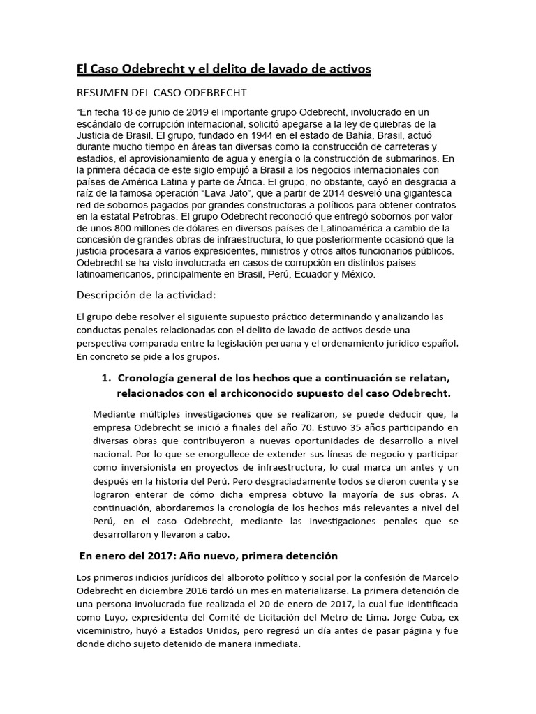 El Caso Odebrecht y El Delito de Lavado de Activos Ladyy | PDF ...