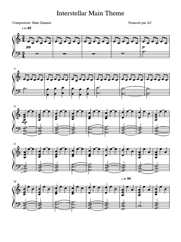 Interstellar Main Theme Pdf
