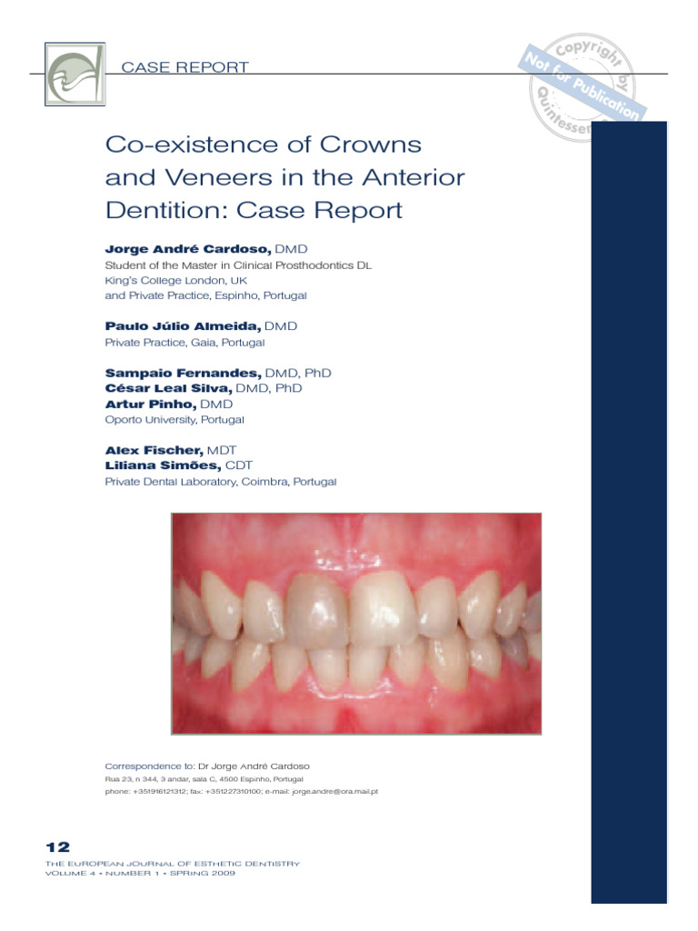 Crowns and Veneers in Anterior Dentistry | PDF | Human Tooth | Mouth