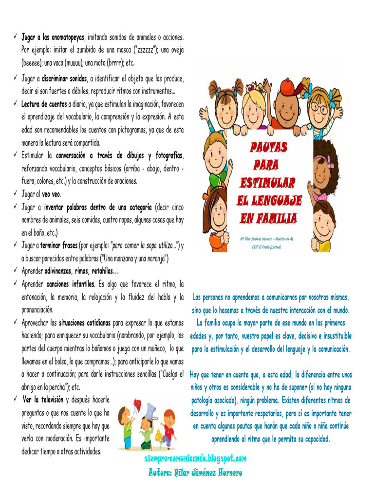 Actividades para Estimular el Lenguaje Infantil | PDF | Aquisición de ...