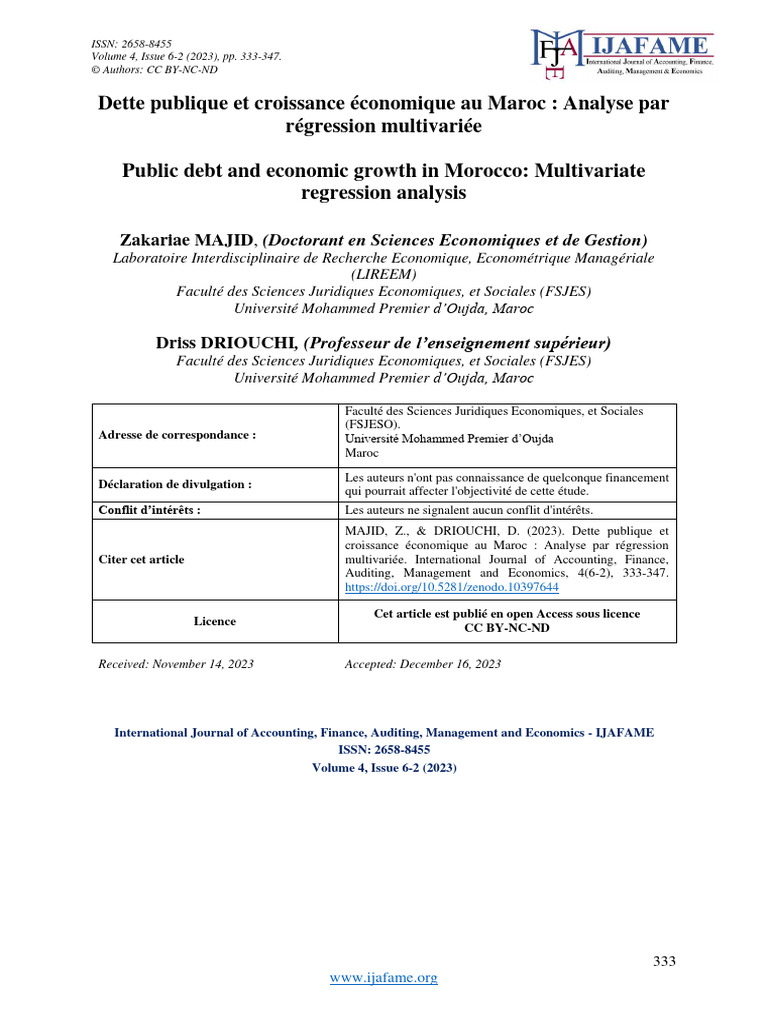 Dette publique et croissance au Maroc | PDF | Dette publique | Analyse ...