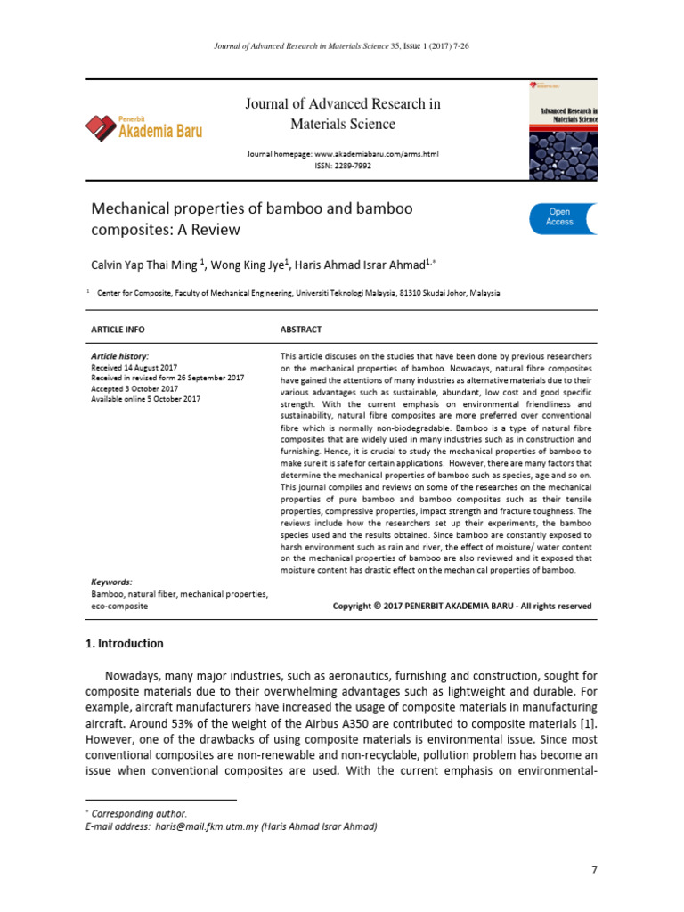 Mechanical Properties of Bamboo and Bamboo Composites - A Review | PDF ...
