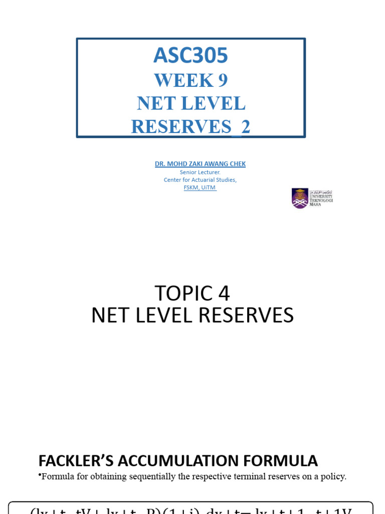 Net Level Reserves in Life Insurance | PDF | Life Insurance | Insurance