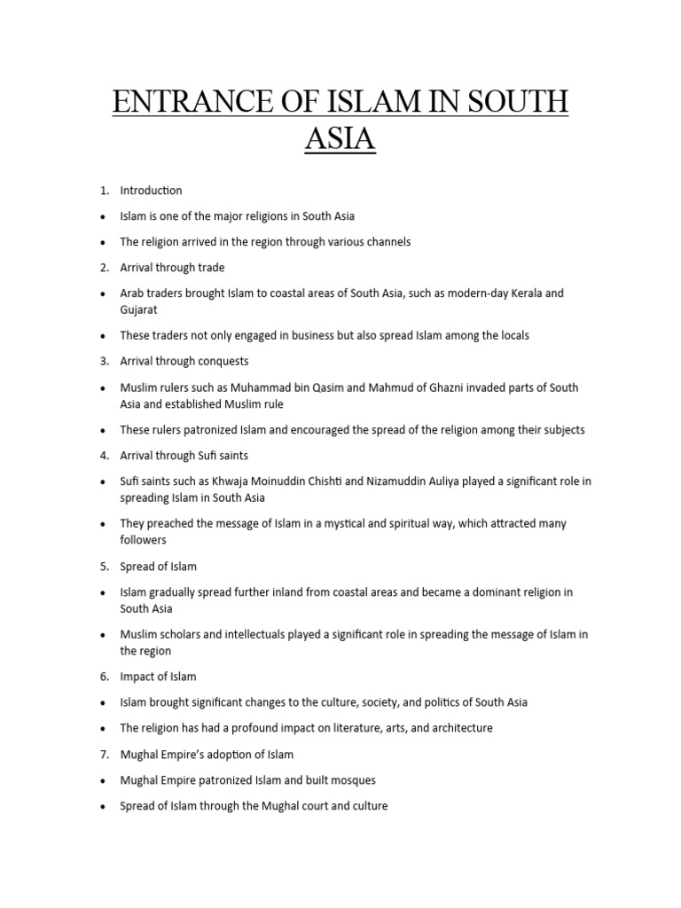 Islam's Arrival and Impact in South Asia | PDF