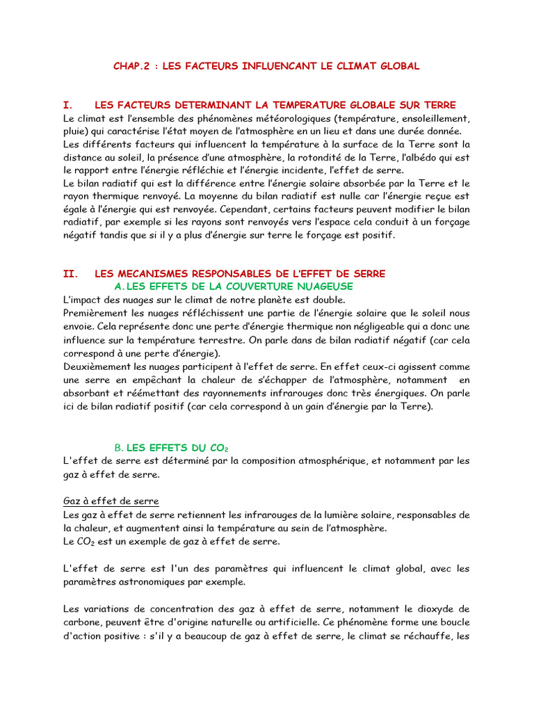 Facteurs influençant le climat global | PDF | Effet de serre | Atmosphère