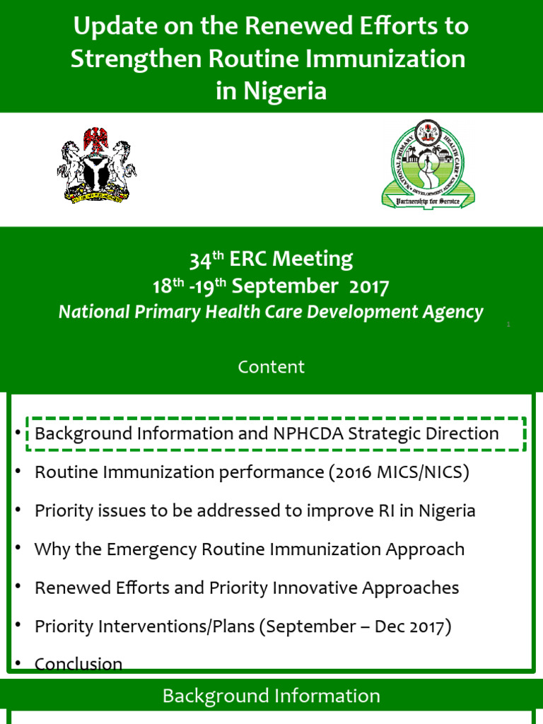 Update On Renewed Effort To Strengthen Routine Immunization Download