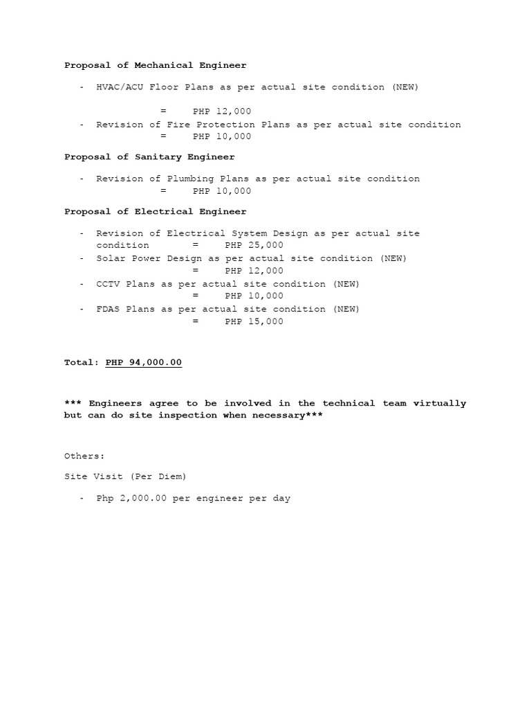 Engineering Proposals and Costs Breakdown | PDF