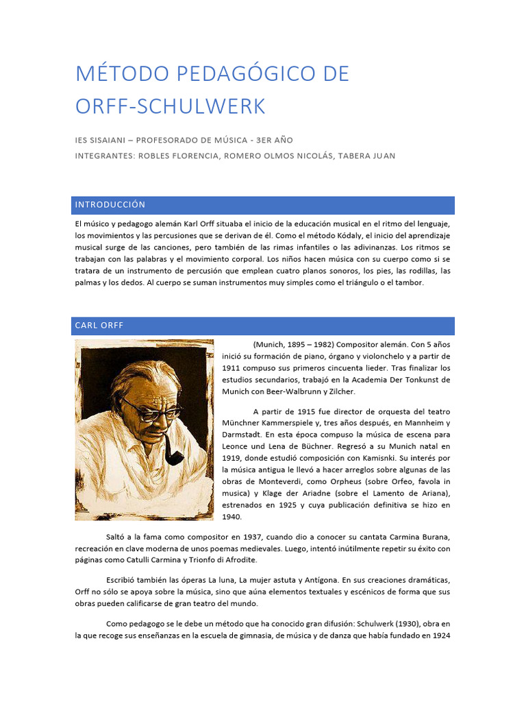 Metodo Pedagogico Orff | PDF | Creatividad | Aprendizaje