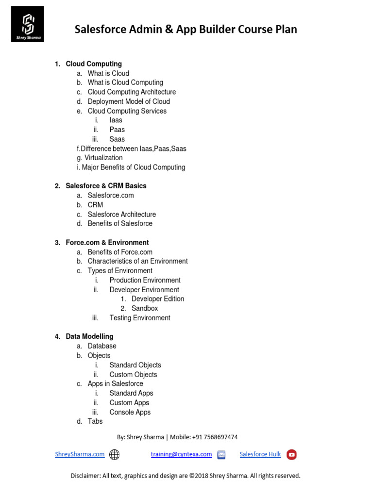 Salesforce Admin & App Builder Course Plan | PDF | Cloud Computing ...