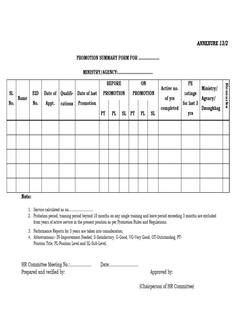 Promotion Summary Form Template | PDF | Business