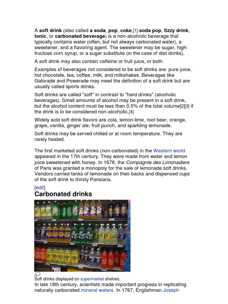 A Soft Drink PDF Soft Drink Carbonated Water
