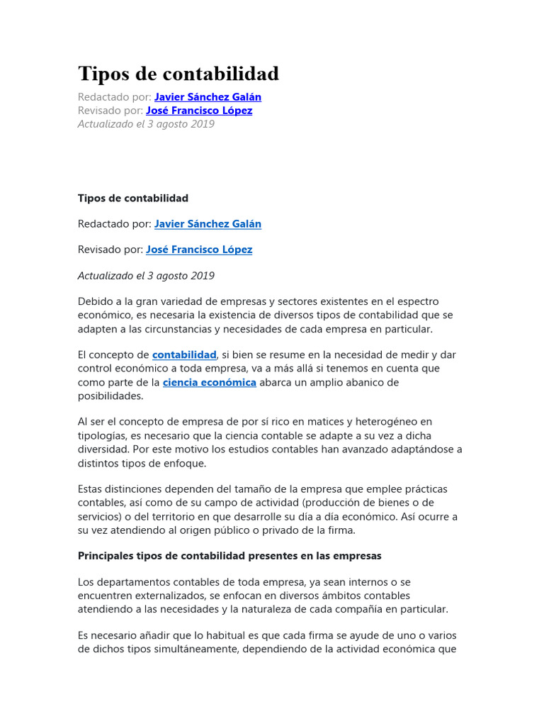 Tipos De Ccontabilidad Pdf Contabilidad Business
