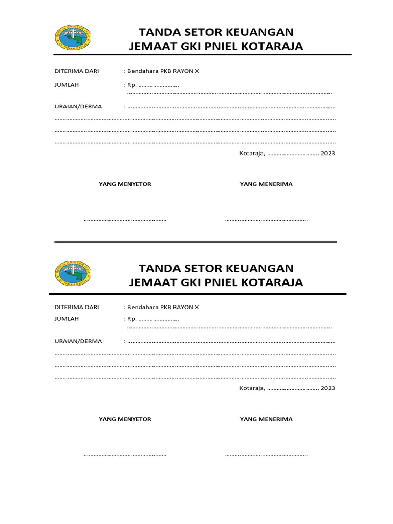 Form Setoran Derma F4 | PDF
