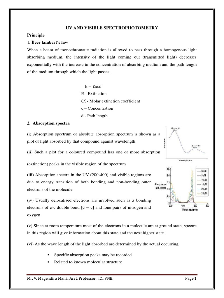 UV and Visible Spectrophotometry Guide | PDF | Absorption Spectroscopy ...