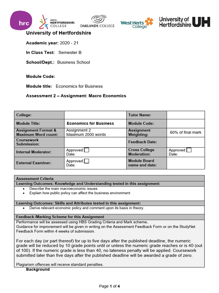 Macro Economics Assignment Overview | PDF | Macroeconomics | Economics