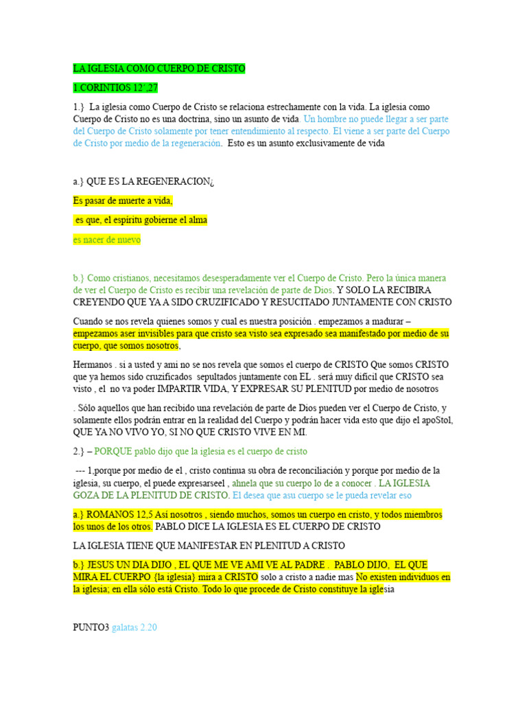 La Iglesia Como Cuerpo de Cristo | PDF | Cristo (título) | Religiones ...